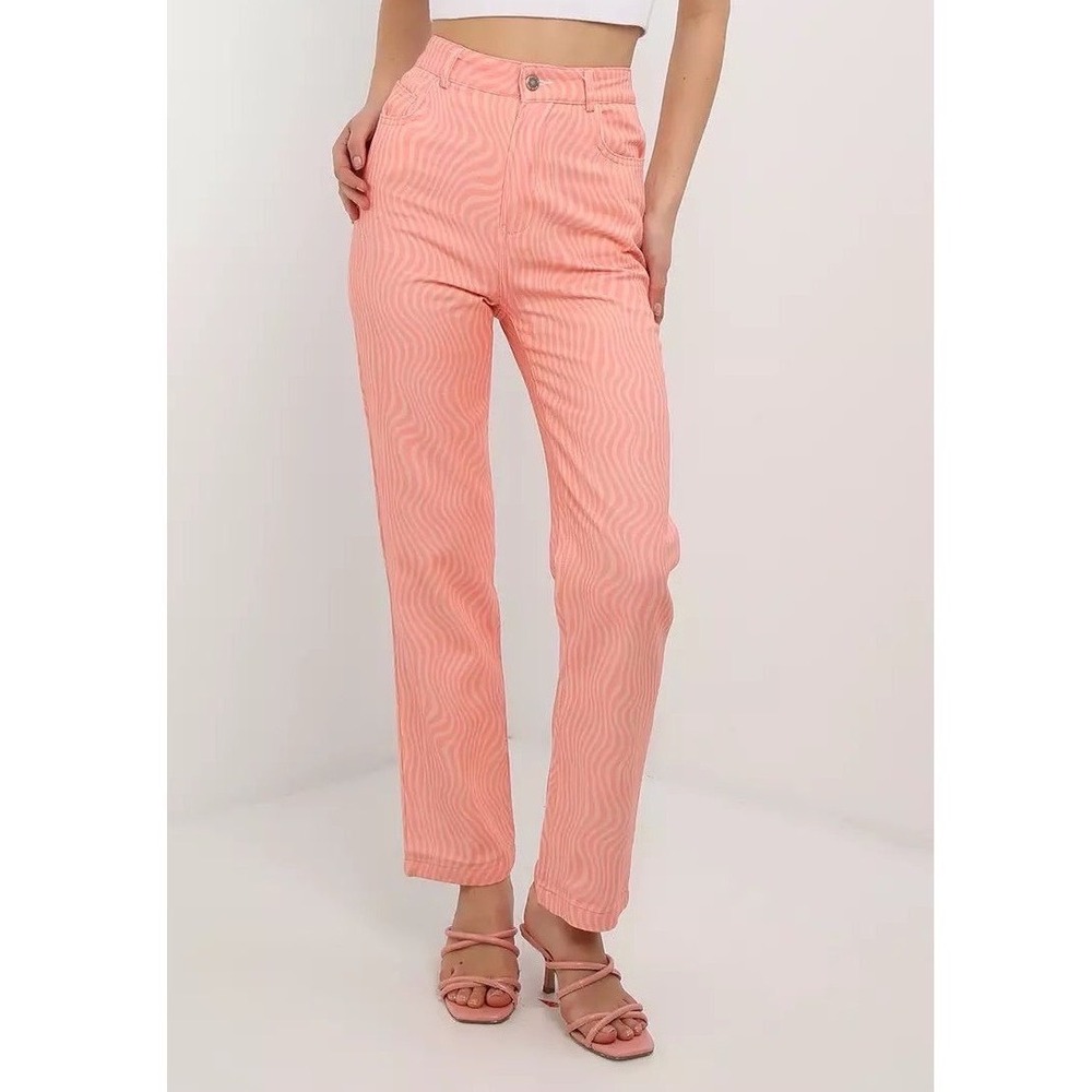 PEPPERMAYO Electric Avenue Pants Womens‎ 2 NWT Pink Wave High Rise Straight Leg